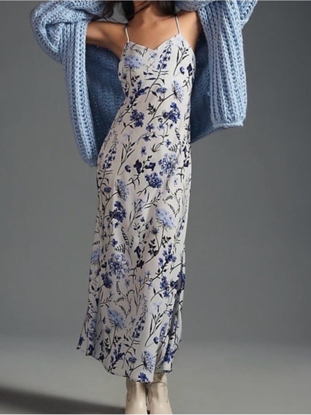 Favorite Daughter Floral Slip Dress in Light Blue and Cream size M
